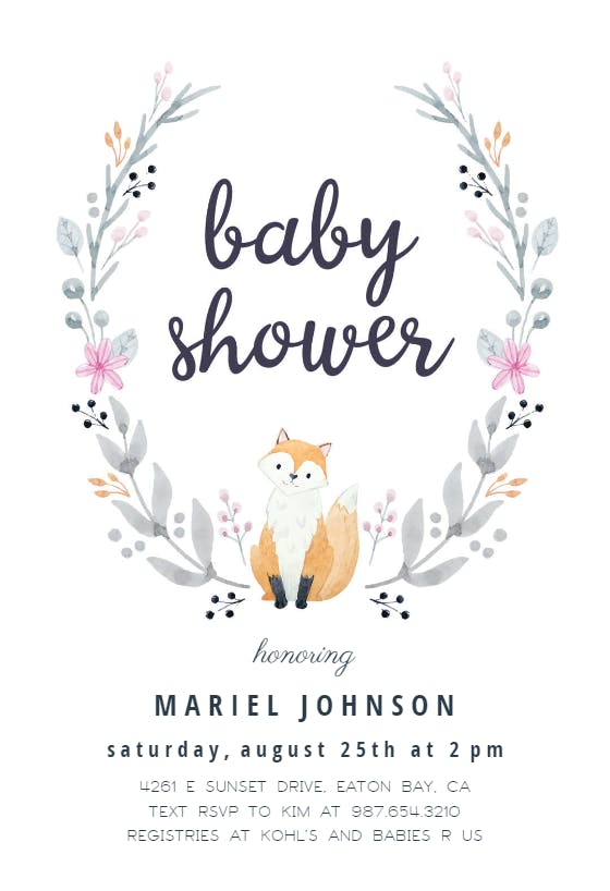 Soft fox -  invitación para baby shower