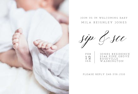 Sophisticated sip see - sip & see invitation