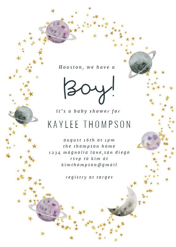 Space - baby shower invitation