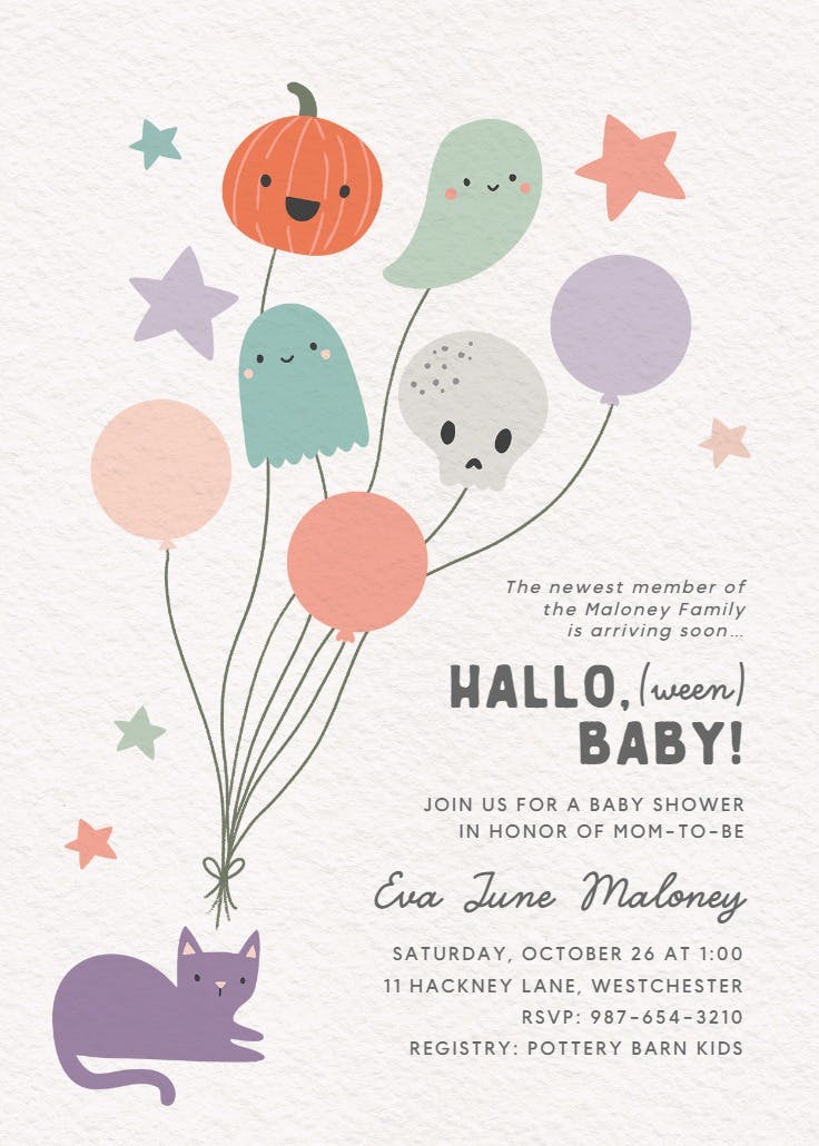 Spooky balloons - baby shower invitation