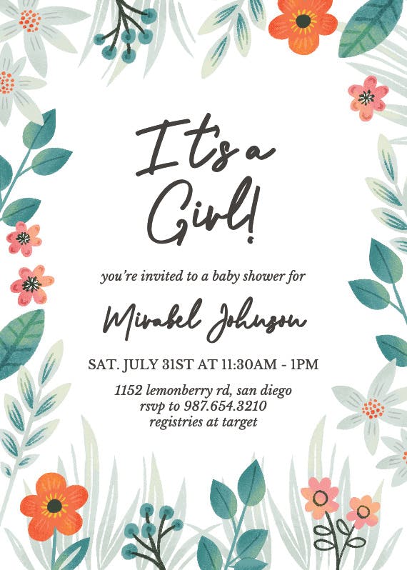 Spring art - baby shower invitation