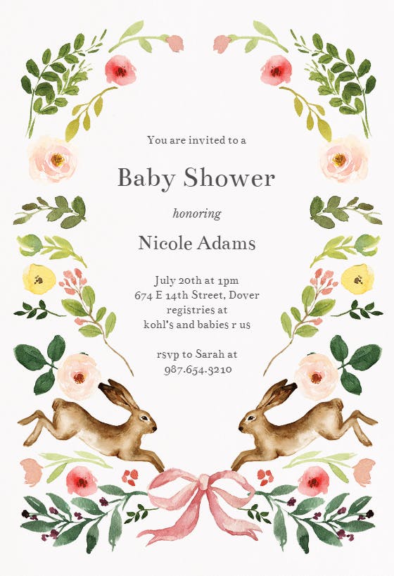 Spring bloom -  invitación para baby shower