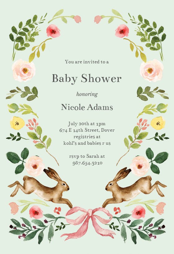 Spring bloom - baby shower invitation