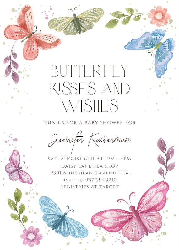 Spring butterflies -  invitación para baby shower