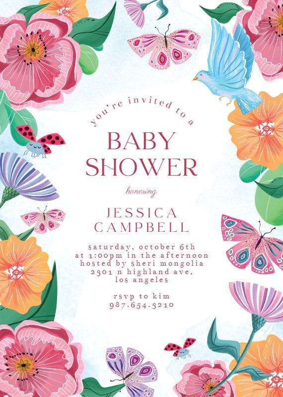 Spring colors -  invitación para baby shower de bebé niña gratis