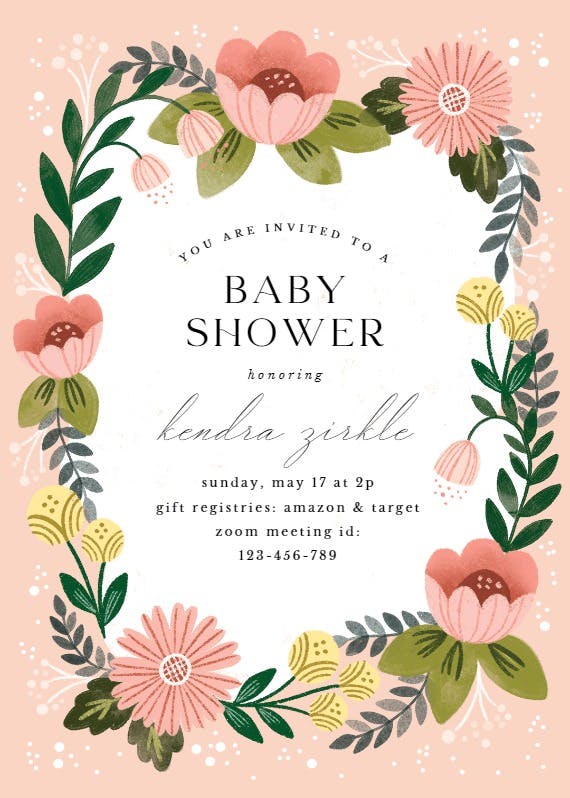 Spring frame -  invitación para baby shower