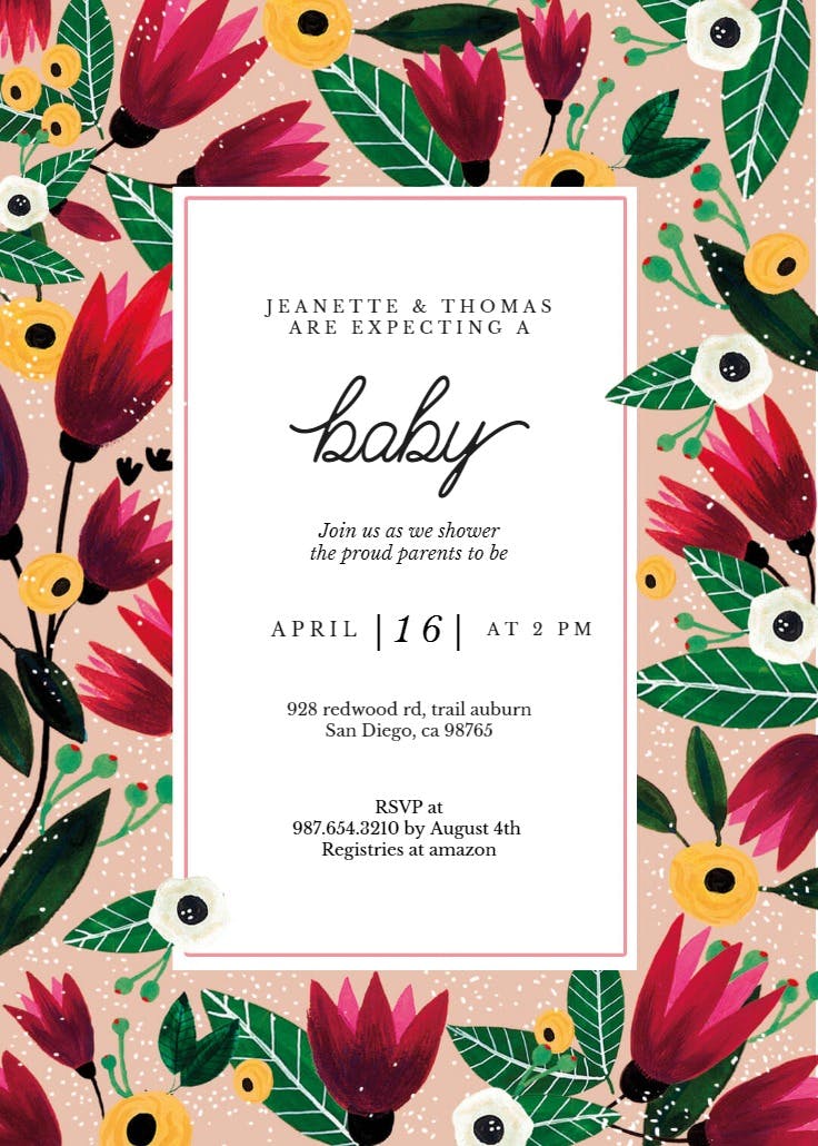 Spring hug -  invitación para baby shower