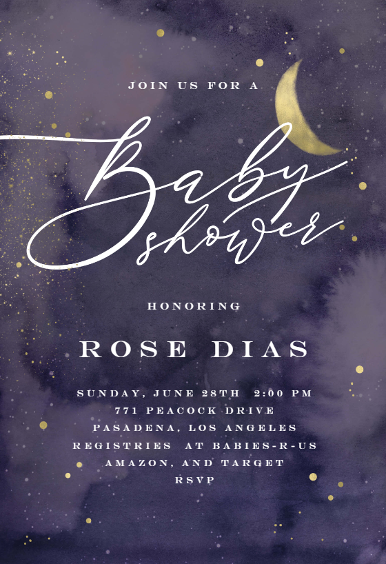 starry night baby shower invitations