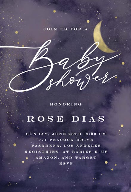 starry cloudy night - baby shower invitation template (free