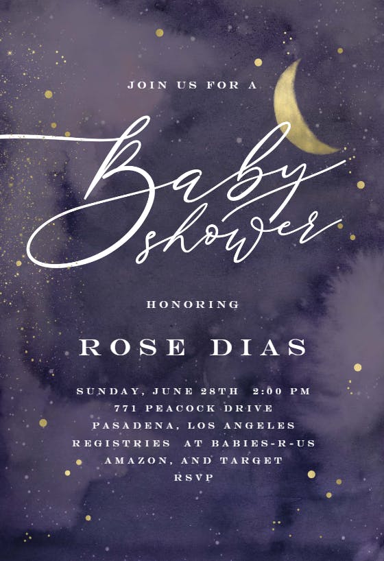 Starry cloudy night - baby shower invitation