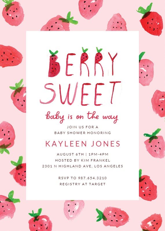 Strawberry -  invitación para baby shower