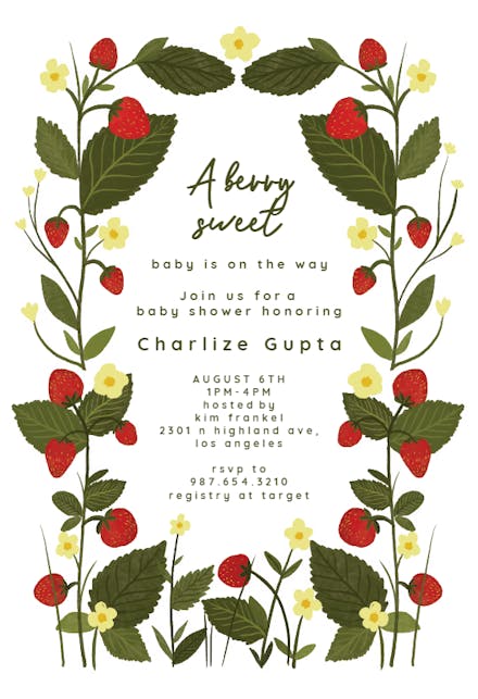 Strawberry Garden - Party Invitation