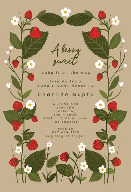 Strawberry Garden - Baby Shower Invitation