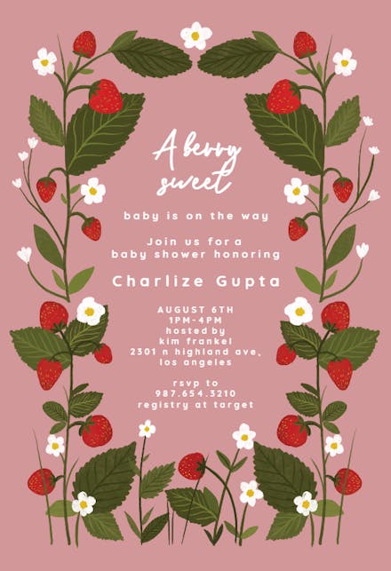 Strawberry Garden - Baby Shower Invitation
