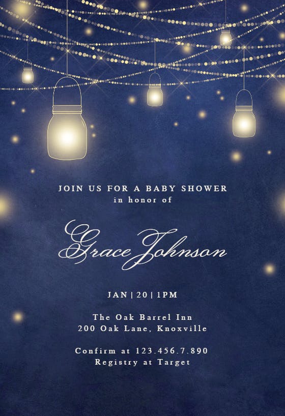 Strings of lights -  invitación para baby shower