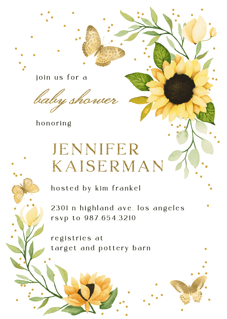 Sunflower corner - baby shower invitation