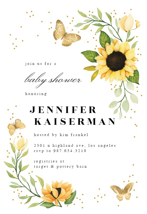 Sunflower corner - baby shower invitation