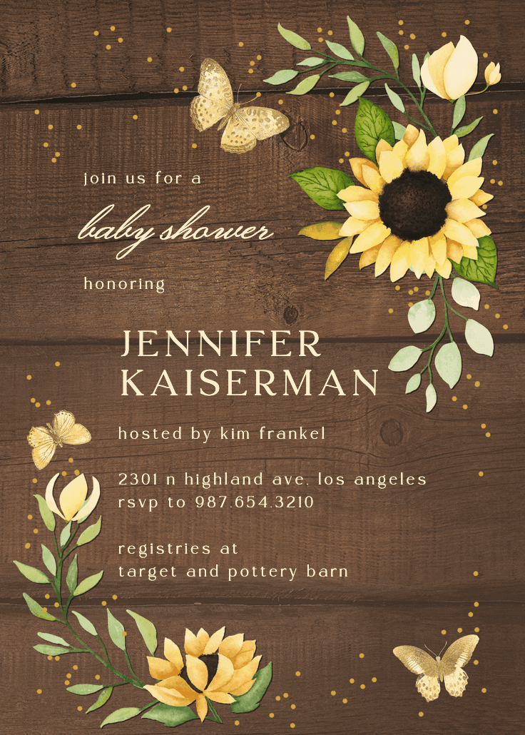 Sunflower corner - baby shower invitation