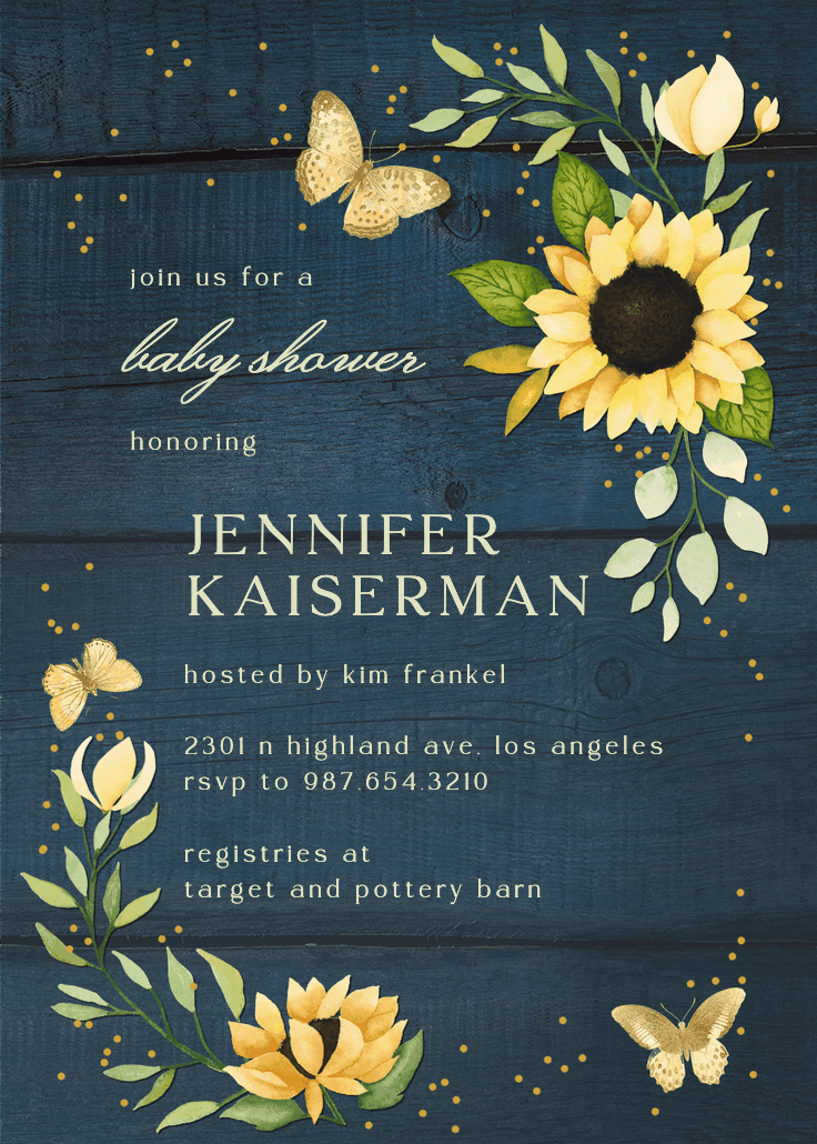 Sunflower corner - baby shower invitation