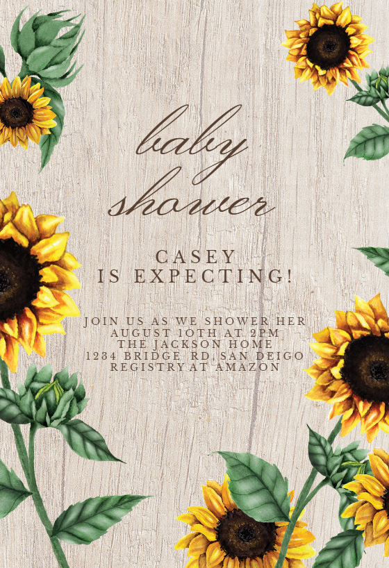 sunflower invitations baby shower