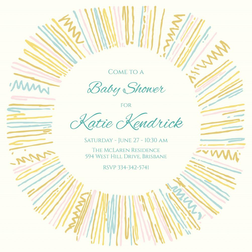 Sunshine pastel lines - baby shower invitation