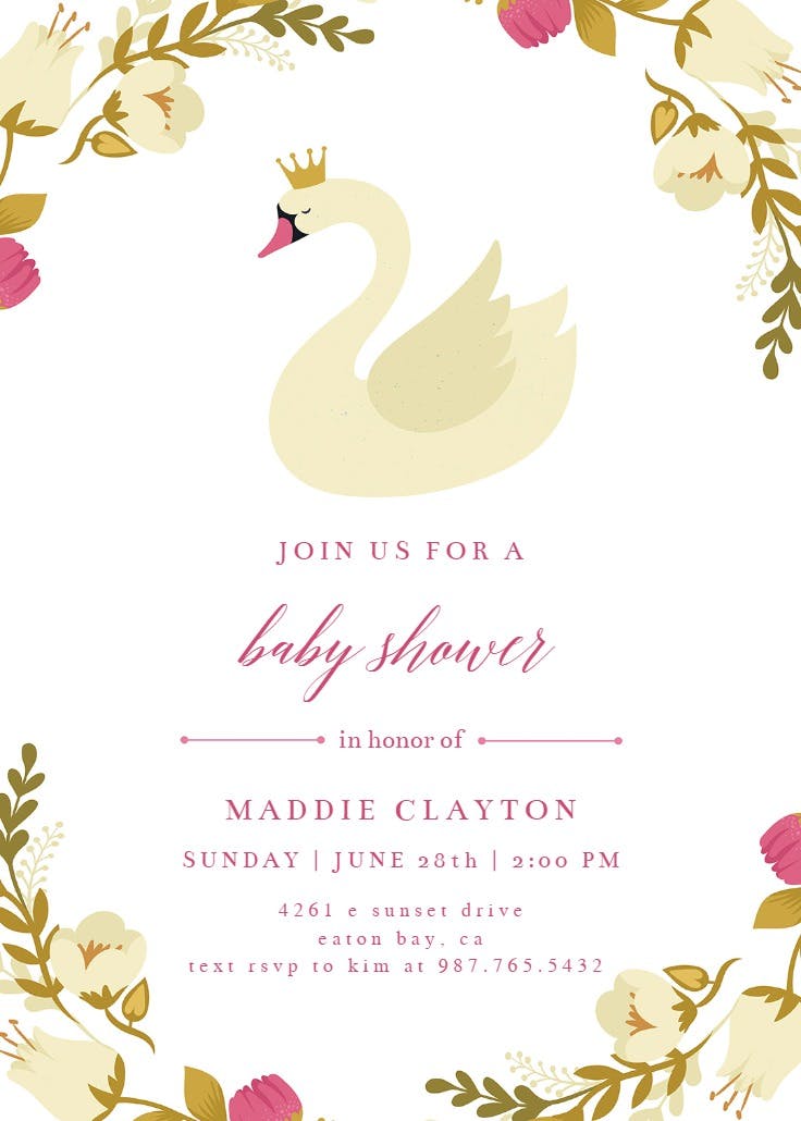 Swan -  invitación para baby shower