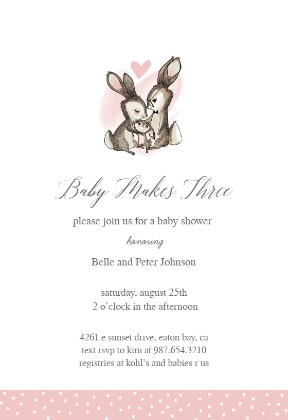 Sweet bunnies - baby shower invitation