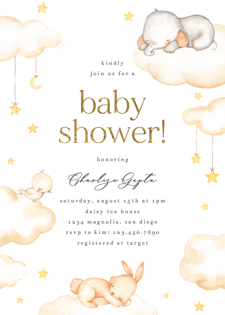 Sweet dreams - baby shower invitation