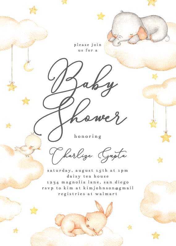Sweet dreams - baby shower invitation