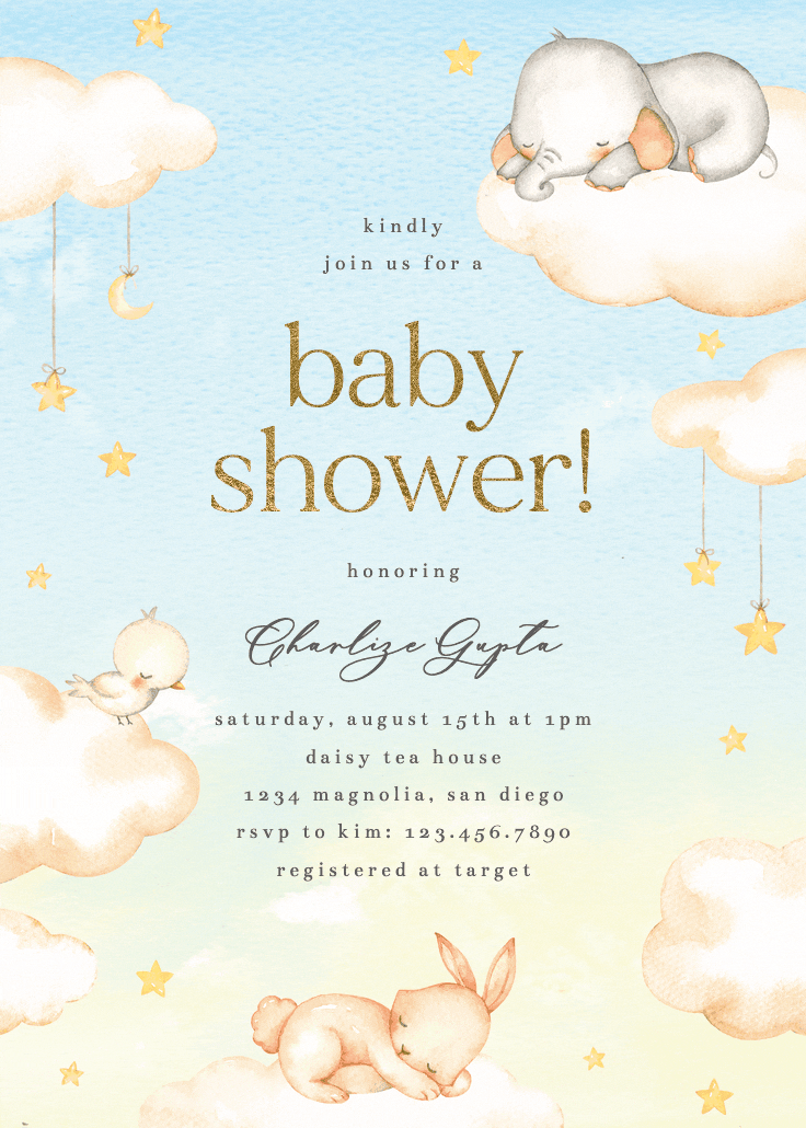 Sweet dreams -  invitación para baby shower