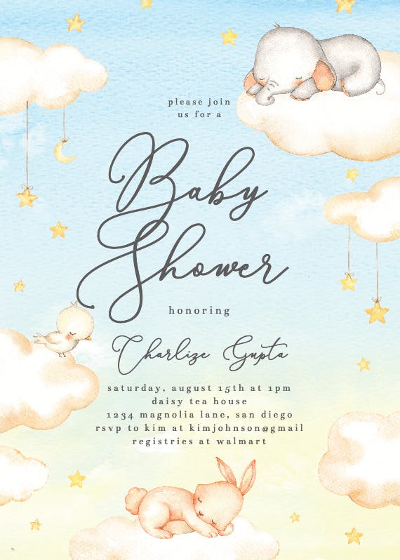 Sweet dreams -  invitación para baby shower de bebé niño gratis