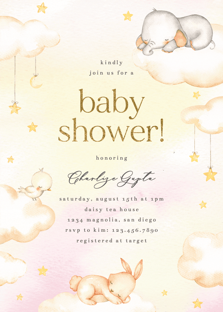 Sweet dreams -  invitación para baby shower de bebé niño