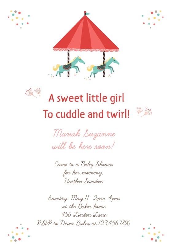 Sweet little girl - baby shower invitation