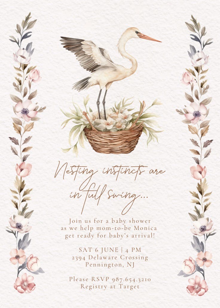 Sweet nest - baby shower invitation