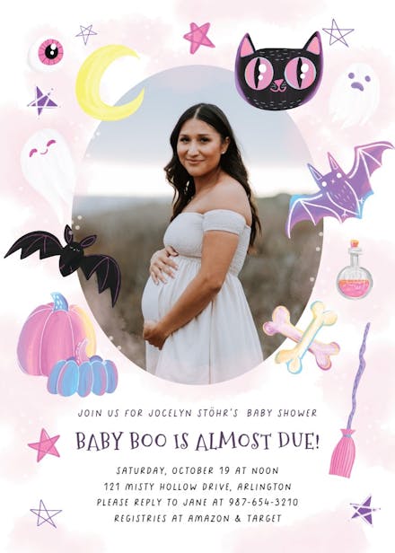 Sweet pink halloween - baby shower invitation