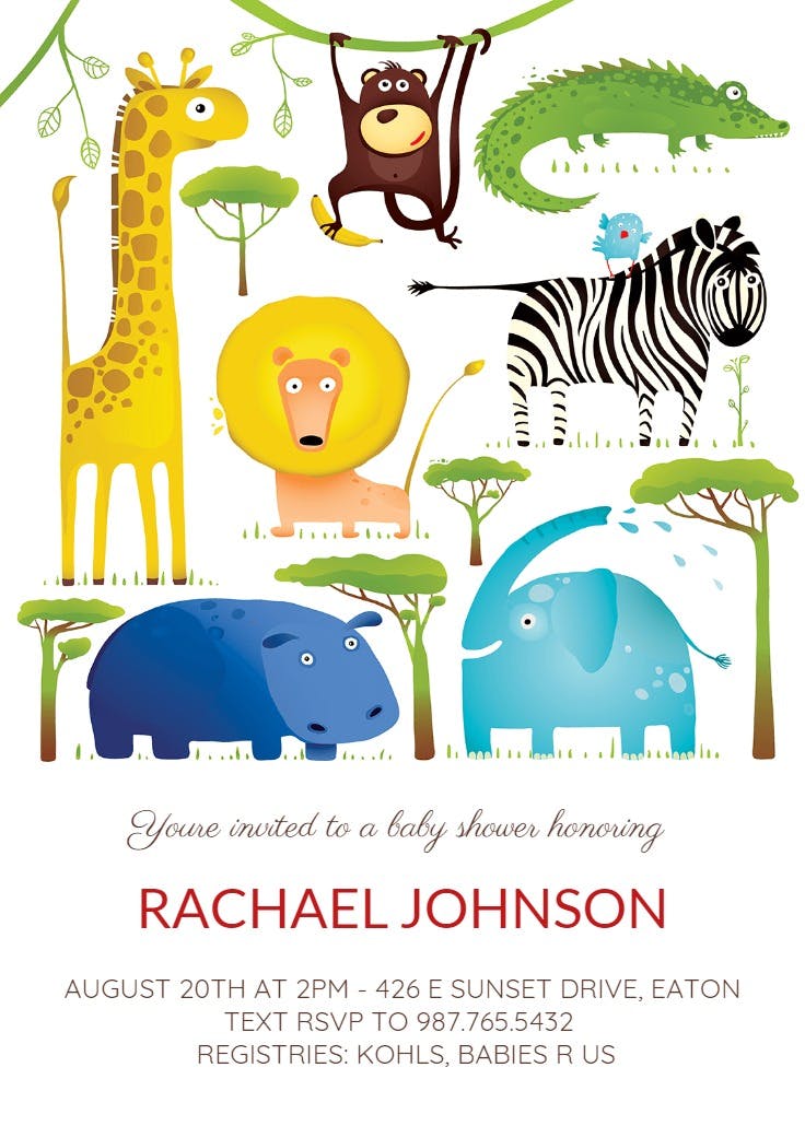 Sweet safari - baby shower invitation