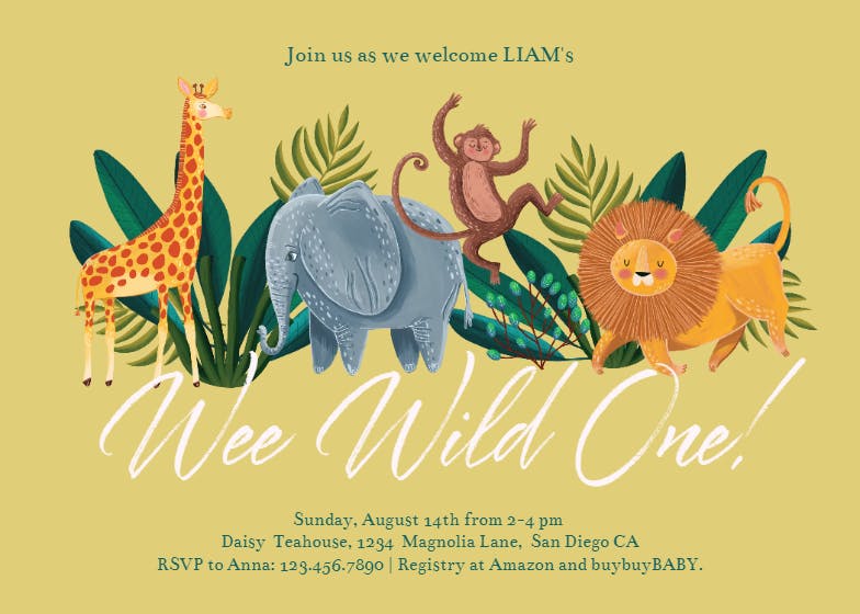 Sweet safari -  invitación para fiesta