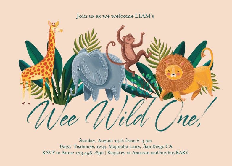 Sweet safari -  invitación para fiesta