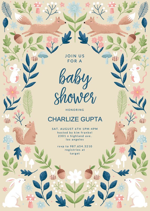 Sweet squirrels -  invitación para baby shower de bebé niño gratis