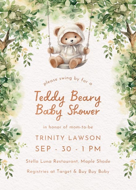 Swing on by - baby shower invitation