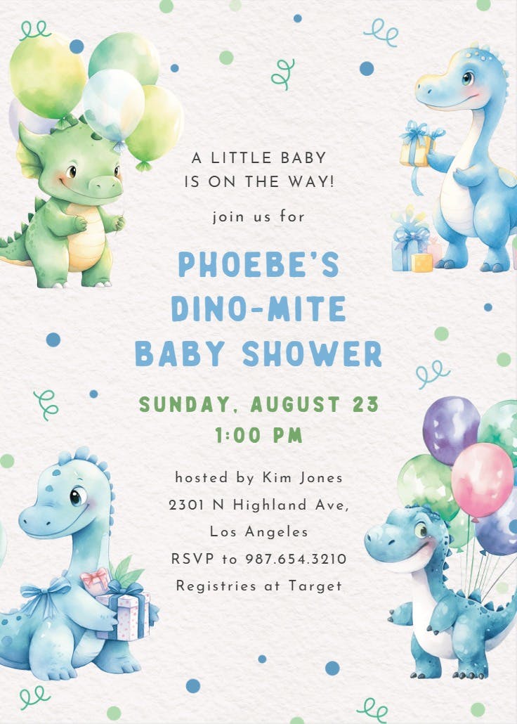 T-rexcellent time - baby shower invitation