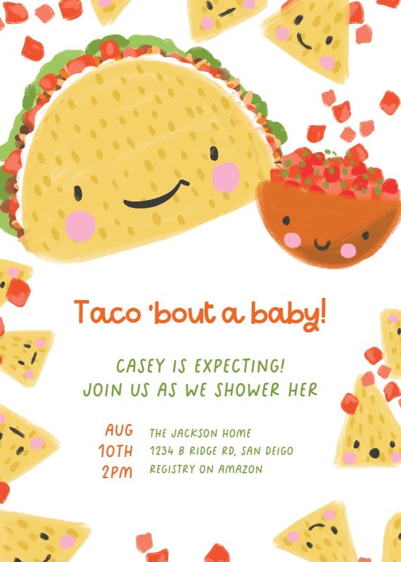Taco 'bout -  invitación para baby shower de bebé niño
