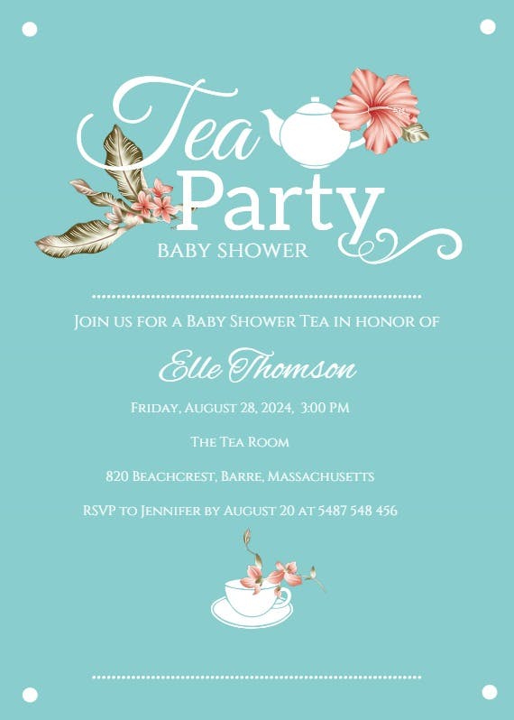 Tasteful tea - baby shower invitation