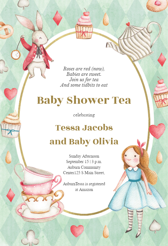 tea for two baby shower invitations