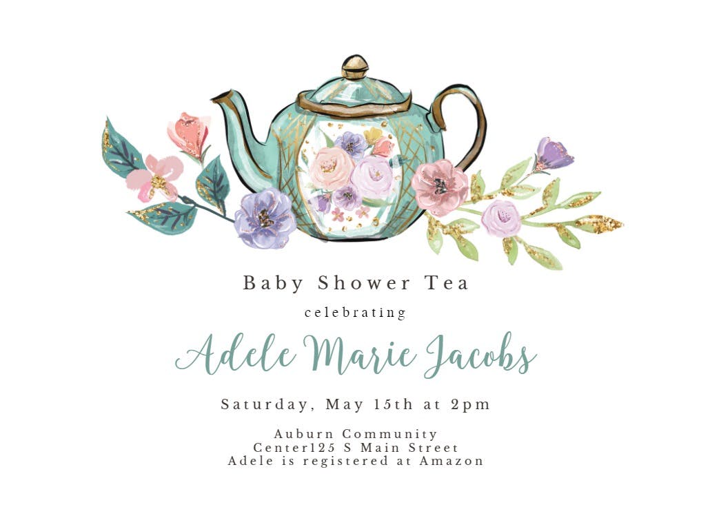 Tea party -  invitación para baby shower