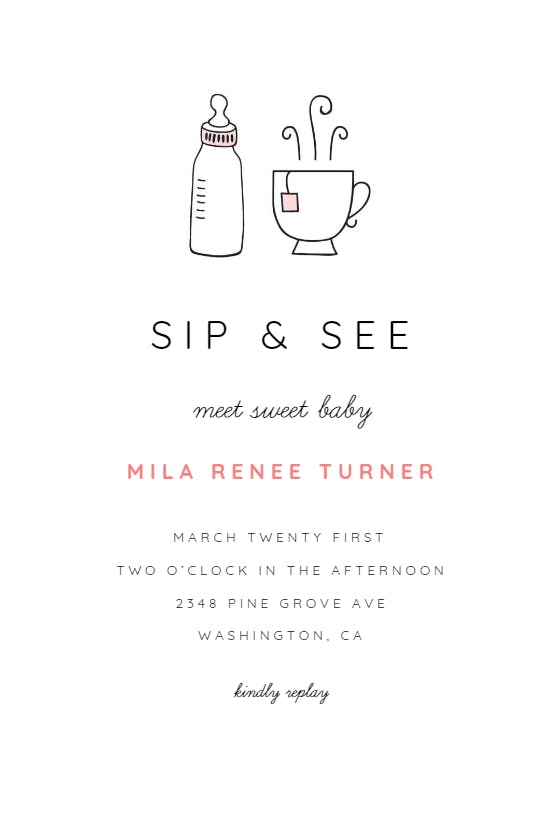 Tea time -  invitación de sip & see