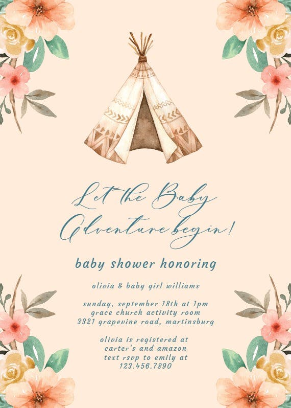 Teeny tipi - baby shower invitation