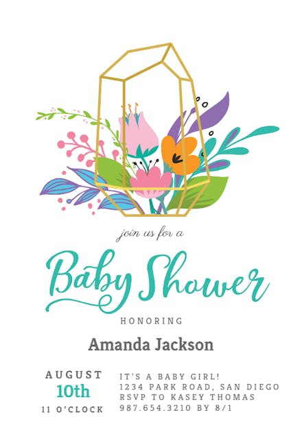 Terrarium - Baby Shower Invitation