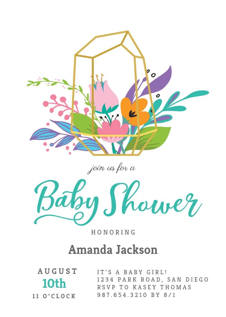 Terrarium -  invitación para baby shower