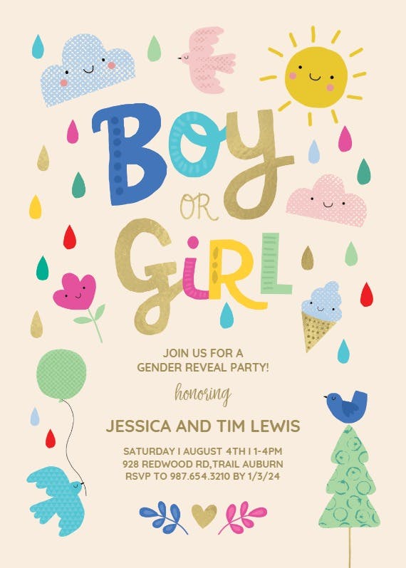The weather be like - gender reveal invitation